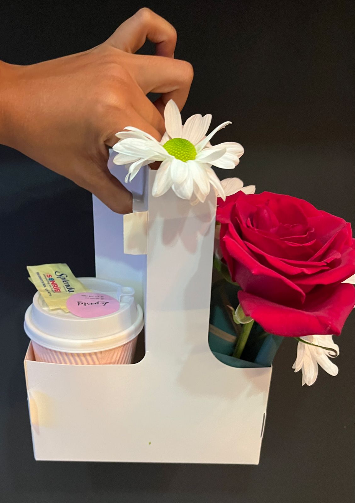 Coffee holder with flowers